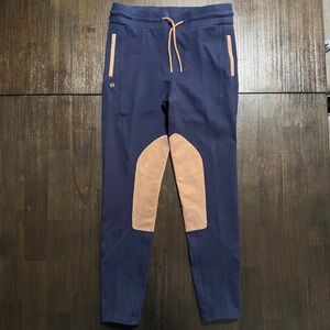 Redingote Navy Equestrian Breeches Tan Faux Suede Knee Patch Riding Pants Medium